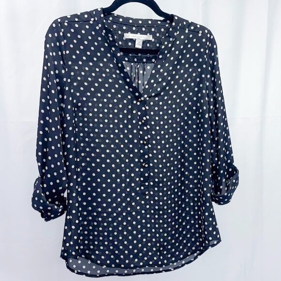 Lauren Conrad Polkadot Woman's Blouse Classy Shirt Top - Picture 1 of 12